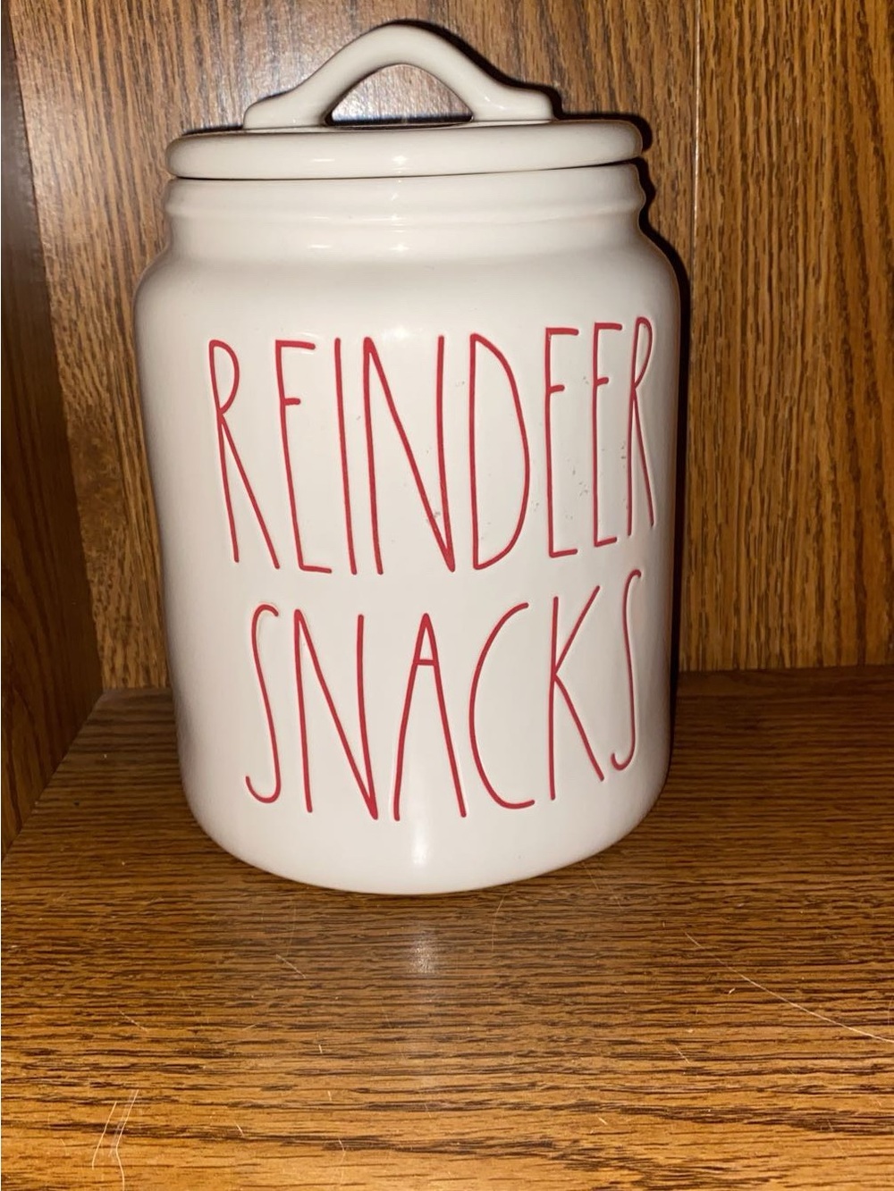 Rae Dunn Reindeer Snacks canister
